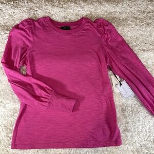 1 State Puff Sleeve Boatneck Pink Fuschia Spring Top Razzle Dazzle Small XXS